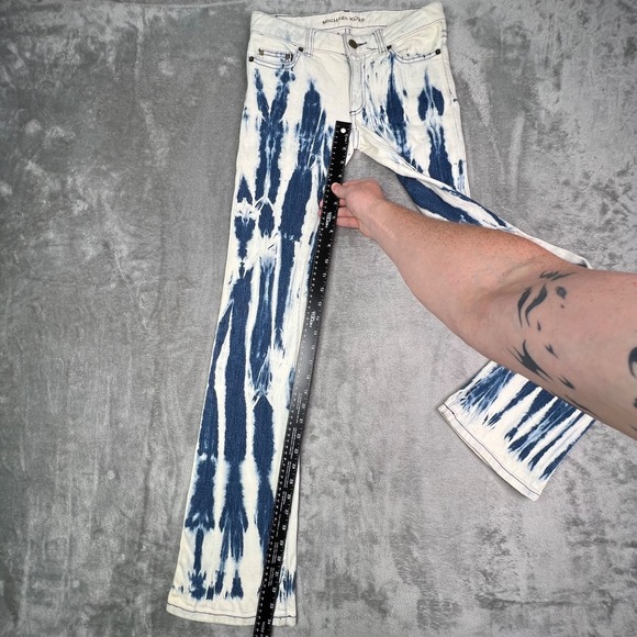 Michael‎ Kors Tie Dye Flare Jeans Women's 27 Blue White Boho Retro 70s High Rise - Picture 8 of 16